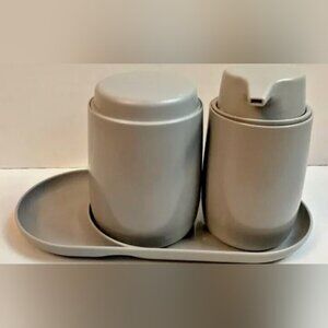 New! Room Essentials Gray soap bath accessory soap dispenser set